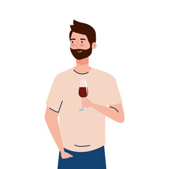 Fototapeta premium happy man with cup wine, healthy lifestyle, celebrating holiday party vector illustration design