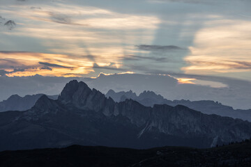 Beam of light Passo Giau Dolomites Italy alps
