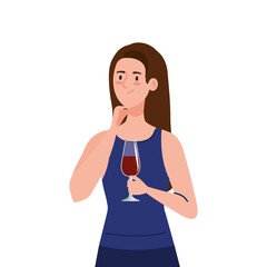 happy woman with cup wine, healthy lifestyle, celebrating holiday party illustration design