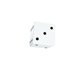 dice with number 3 isolated on the white background. three on dice. 3d render.