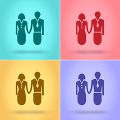 Man and woman icon, Flat style, vector