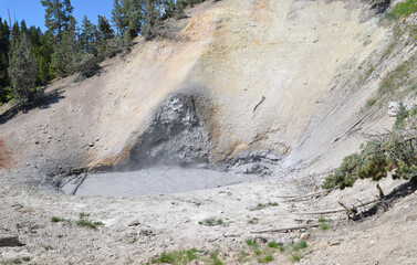 Late Spring in Yellowstone National Park: The Mud Volcano Pool in the Mud Volcano Area Along the Grand Loop Road