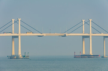 Sunset view of the Amizade Bridge