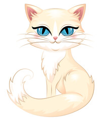 Cute cat with blue eyes isolated on white.
