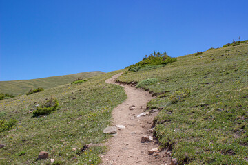 hiking trail on a hillside, Trail on a mountainside, Colorado hiking, trail to a destination, traveling into new places, wanderlust, choose your path