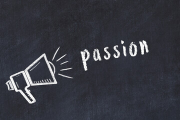 Chalk sketch of loudspeaker and inscription passion