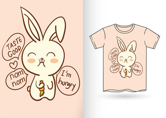 Cute bunny rabbit cartoon for t shirt