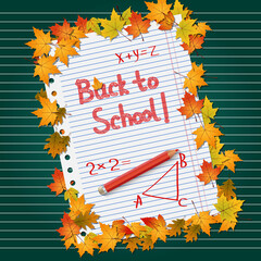 Back to school, education autumn style vector background