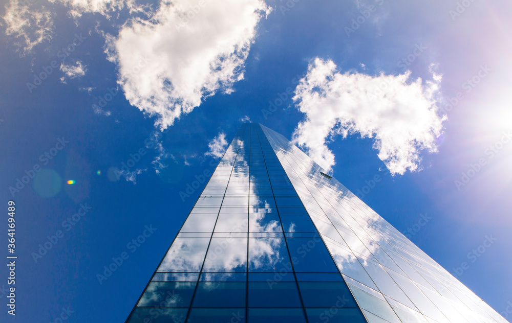 Poster modern blue skyscraper in summer