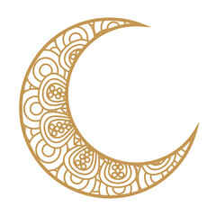 crescent moon golden on white background vector illustration design - obrazy, fototapety, plakaty