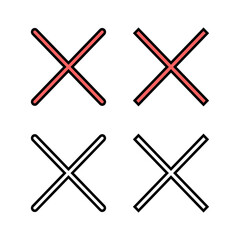 set of Close icons. Delete icon. remove, cancel, exit symbol