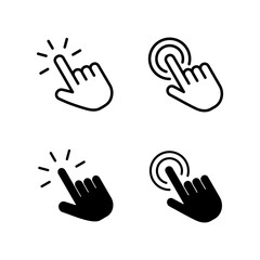 Obraz premium set of Hand cursor icons. Hand click icon. Finger pointer isolated vector