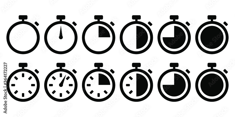 Poster timers icon set. countdown timer symbol. timer. stopwatch collection - stock vector.