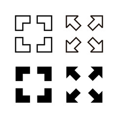 Obraz premium set of Fullscreen Icons. Expand to full screen icon. Fullscreen sign icon. Arrows symbol
