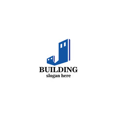 Letter J logo illustration of a building design vector template