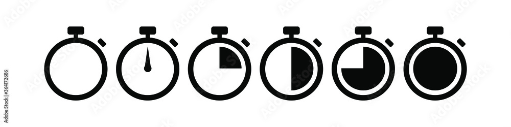 Poster timers icon set. countdown timer symbol. timer. stopwatch collection - stock vector.