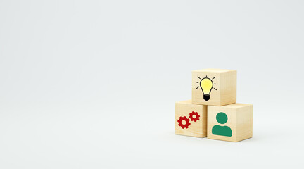 cubes showing a brainstorming session on white background