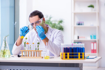 Young male chemist working in the lab