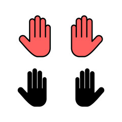 Set of Stop icons. Hand symbol. Hand icon vector