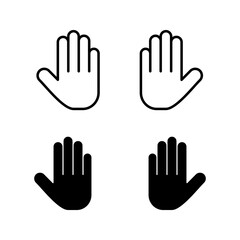 Set of Stop icons. Hand symbol. Hand icon vector