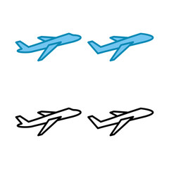 Set of Plane icons. Aeroplane vector icon. Flight transport symbol. Travel element illustration. Holiday symbol. Airplane