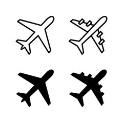 Set of Plane icons. Aeroplane vector icon. Flight transport symbol. Travel element illustration. Holiday symbol. Airplane
