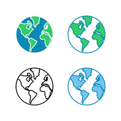 Set of World map icons. World icon vector
