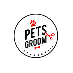 pet groom logo veterinary care badge stamp vector design element