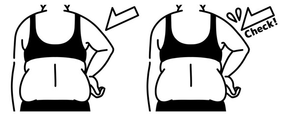 肥満の女性の二の腕と背中-チェック-黒