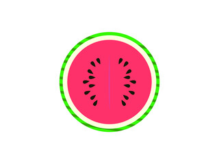 summer cool fruit. Fresh watermelon Slice Vector illustration isolated on white background.