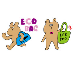 エコバッグを使うクマ