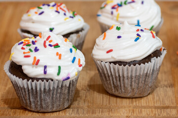 cupcake with icing and sprinkles