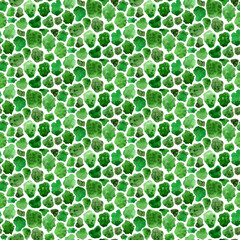 Seamless abstract watercolor pattern. Green aquarelle spots. Hand drawn seamless abstract background for print on fabric or wrapping paper.