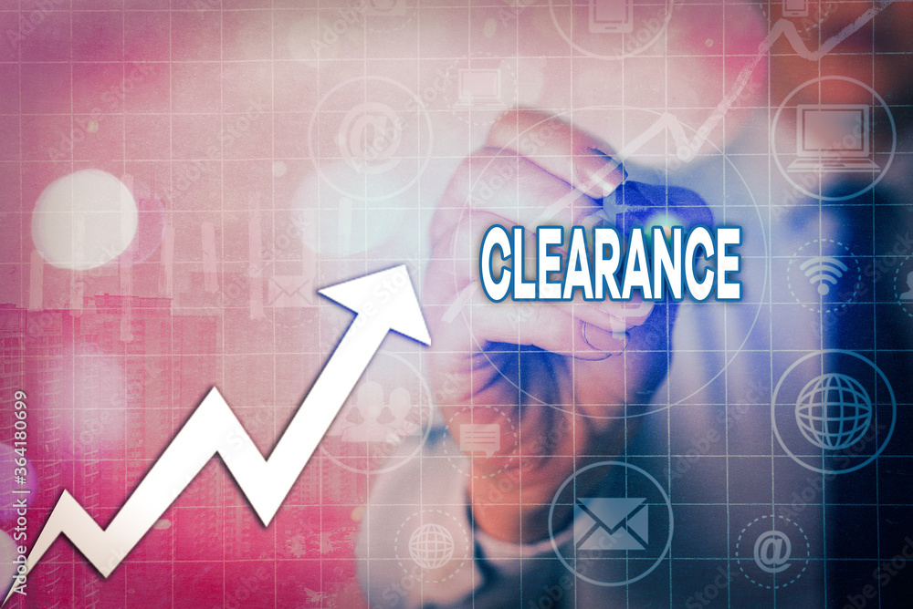 Poster writing note showing clearance. business concept for action or method to remove or distribute someth
