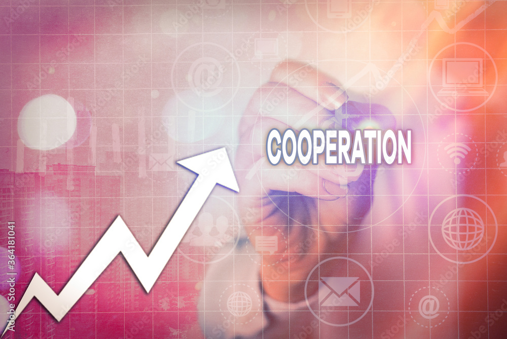 Poster writing note showing cooperation. business concept for the acts of someone supportive in doing what 
