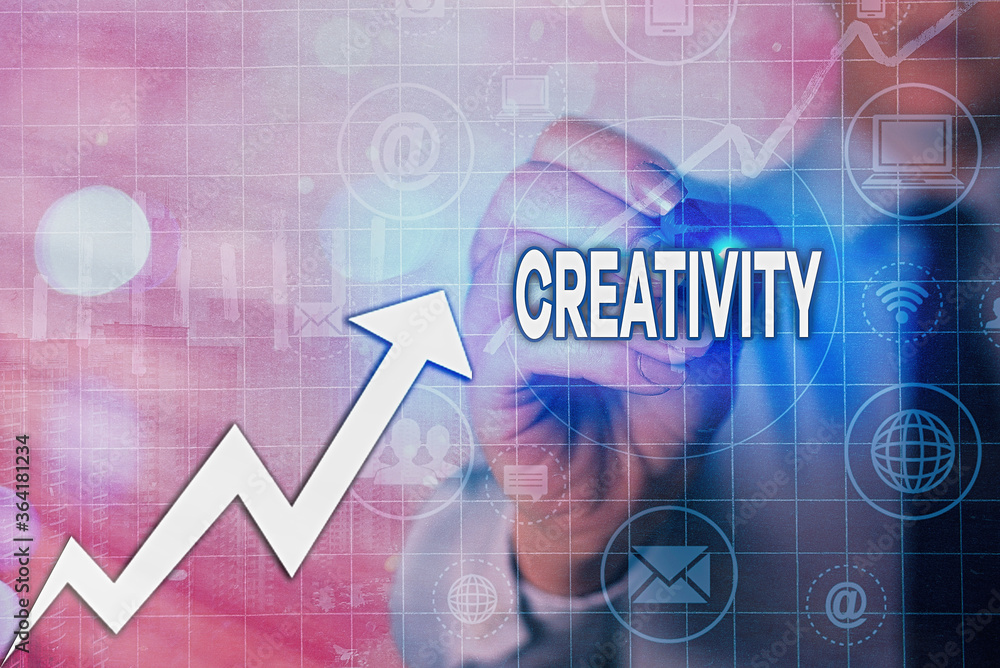 Poster writing note showing creativity. business concept for the imagination of original ideas in particula