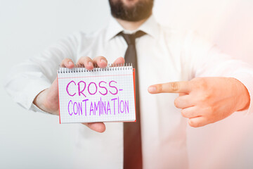 Writing note showing Cross Contamination. Business concept for Unintentional transmission of...