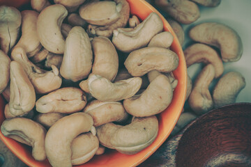 Close up Cashew nuts; Food Background