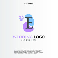 E Beauty vector initial logo, handwriting logo of initial signature, wedding, fashion, jewerly, boutique, floral and botanical with creative template for any company or business.