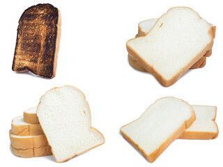 collection mix set bread isolated on white background