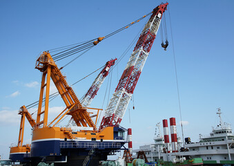 cranes in harbor