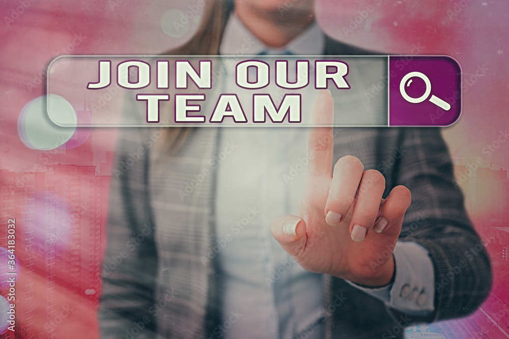 Poster conceptual hand writing showing join our team. concept meaning inviting someone into your local comp
