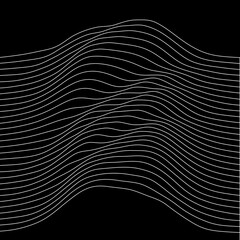 Abstract black and white line art, with curvature and overlapping geometries.