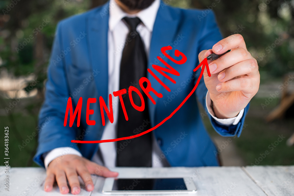 Poster text sign showing mentoring. business photo text an act or method of supporting and giving advice to