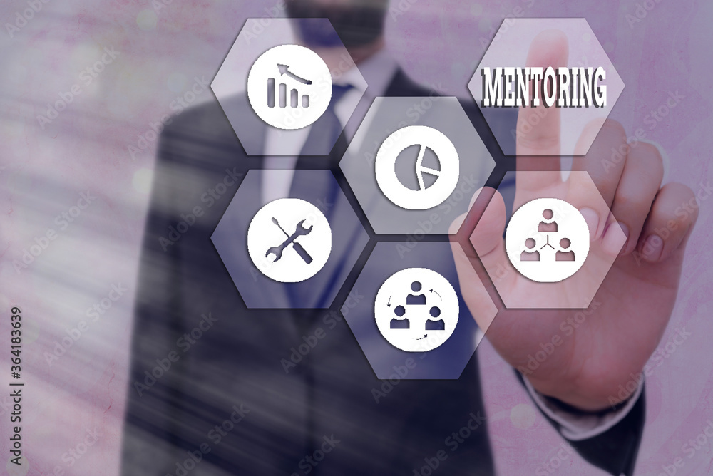 Poster text sign showing mentoring. business photo text an act or method of supporting and giving advice to