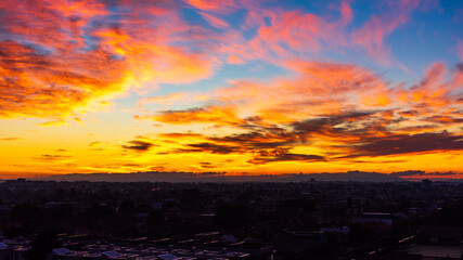 A dramatic sky landscape over the suburbs of Melbourne, Australia