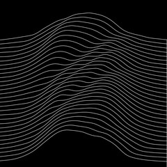 Abstract black and white line art, with curvature and overlapping geometries.