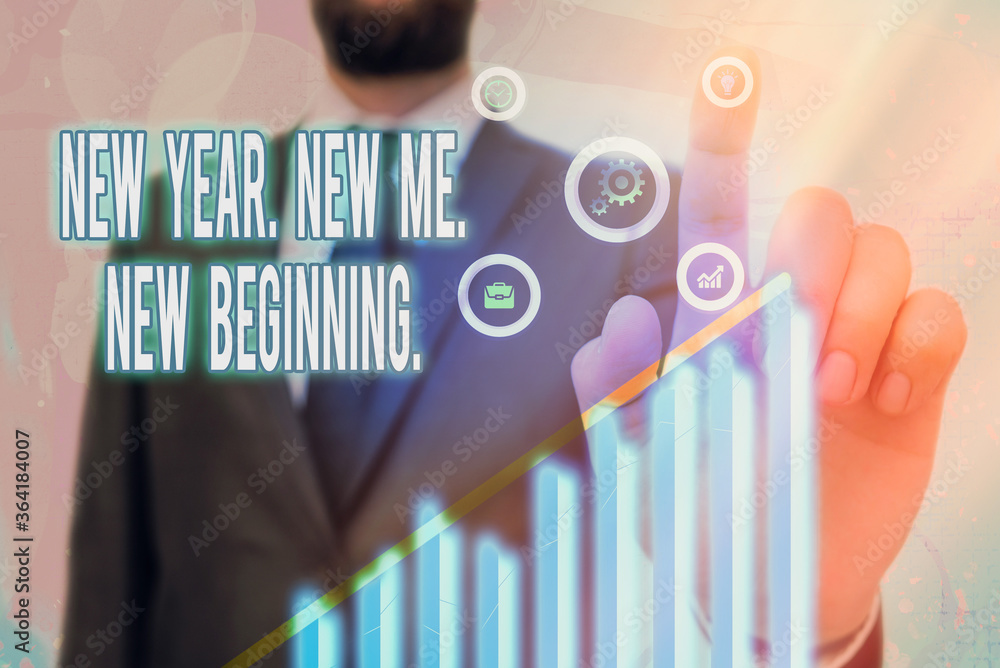 Poster text sign showing new year. new me. new beginning.. business photo text time for setting new goals f
