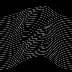 Abstract black and white line art, with curvature and overlapping geometries.