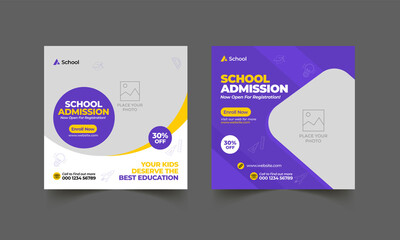 School education admission social media post & back to school web banner template 